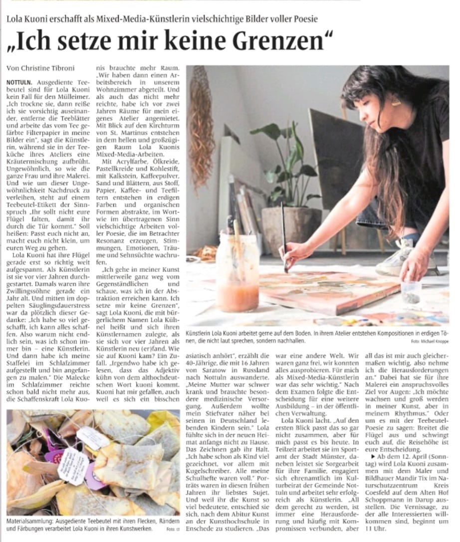 Künstlerportrait in der AZ Coesfeld: Einblick in meine abstrakte Kunst