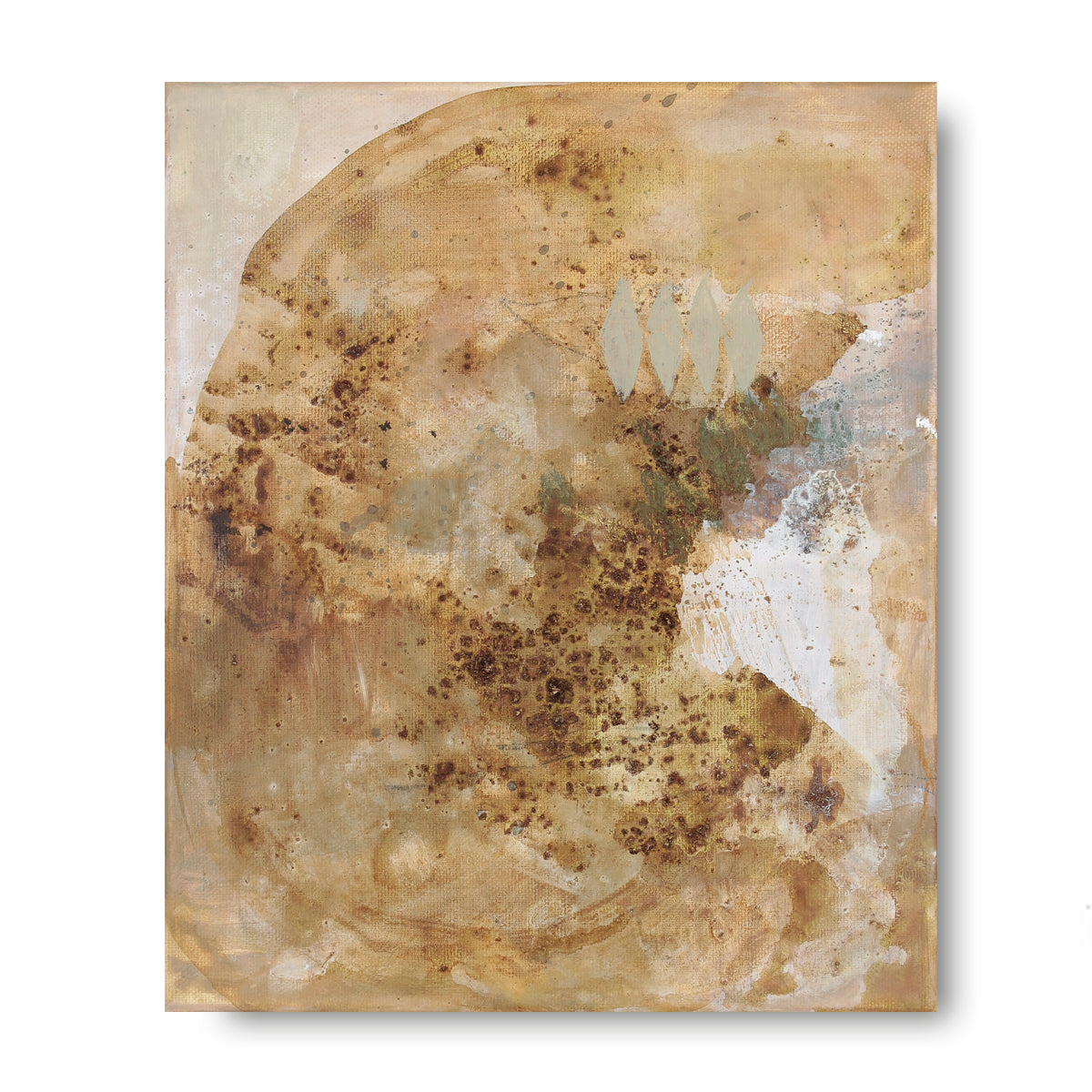 Sediment Serie aus 3 abstrakten Bildern Acryl, Mischtechnik mit Kaffee, pastöse Farbe und feine Linien auf Leinwand. Gerahmt. Nottuln 2026 Ausstellung im Naturschutzzentrum Kreis Coesfeld, nahe Münster, Münsterland